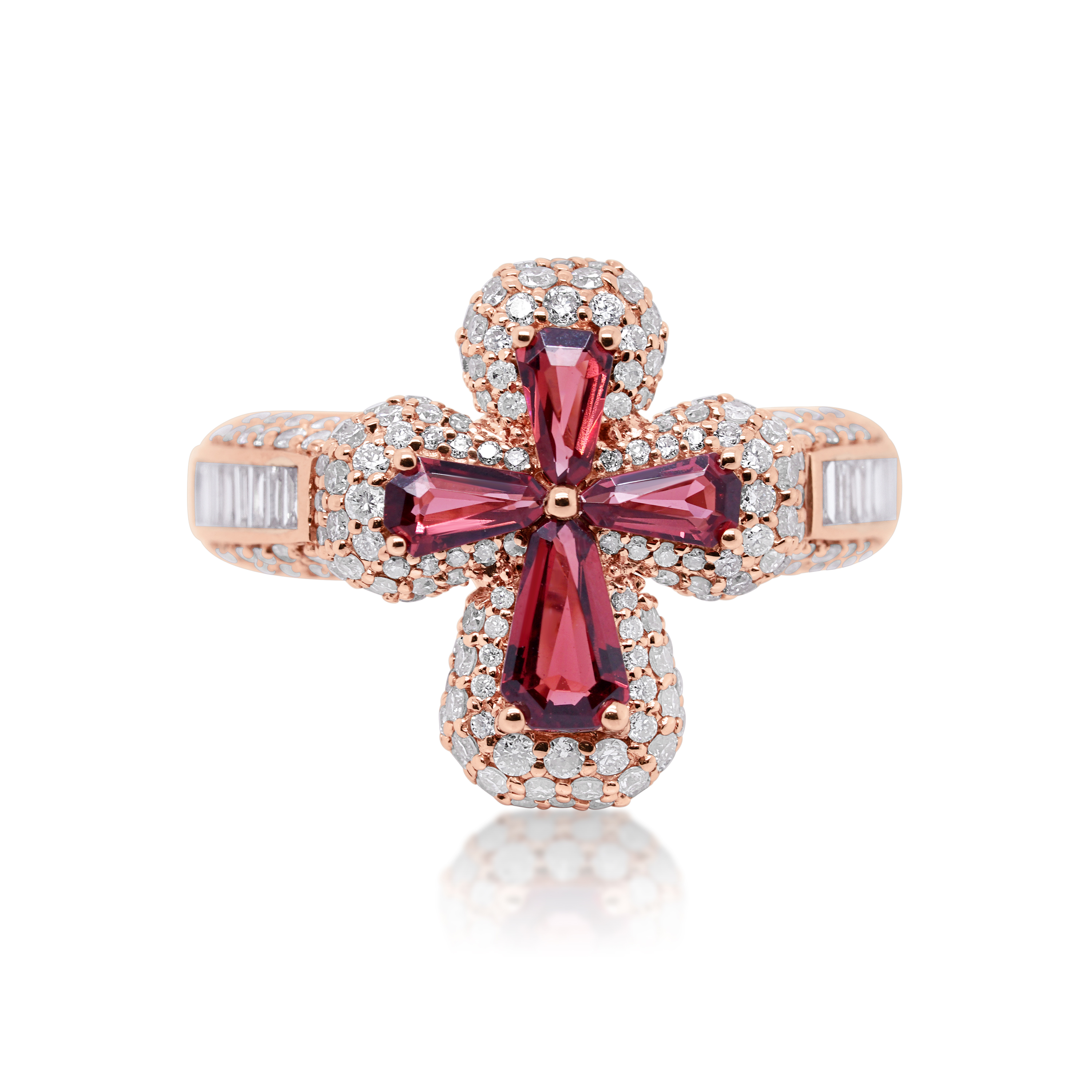 Diamond Ring with Ruby -- 1.72CT 14K Rose Gold